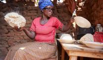 Woman bakes ugali in Burundi